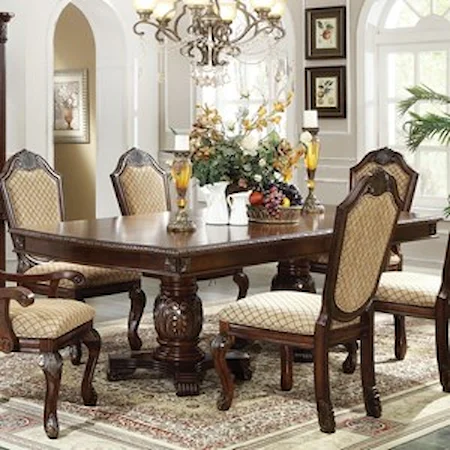 Rectangle Double Pedestal Dining Table With Leaves